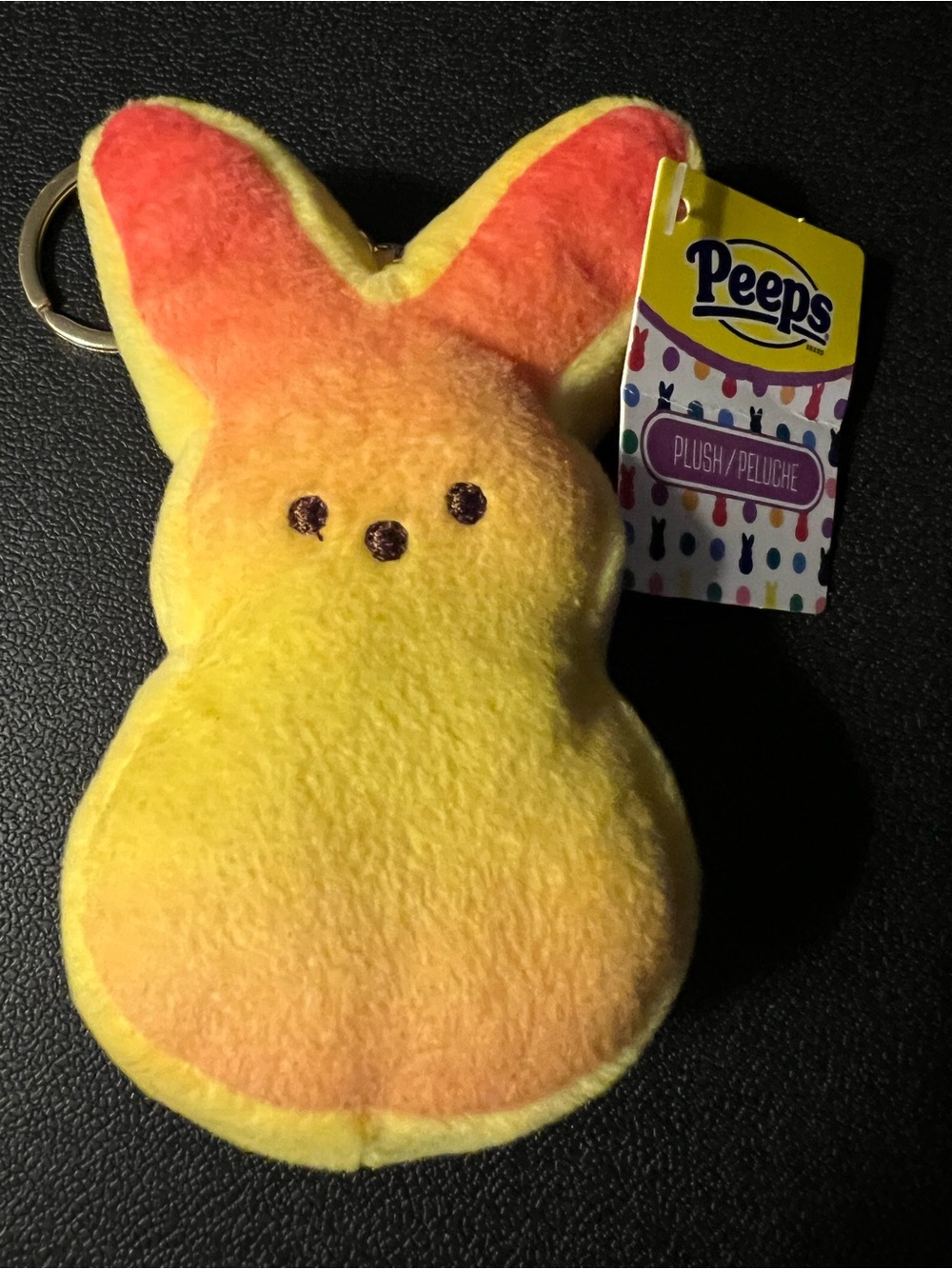 Peeps Plush Bunny Keychain - Yellow & Orange..